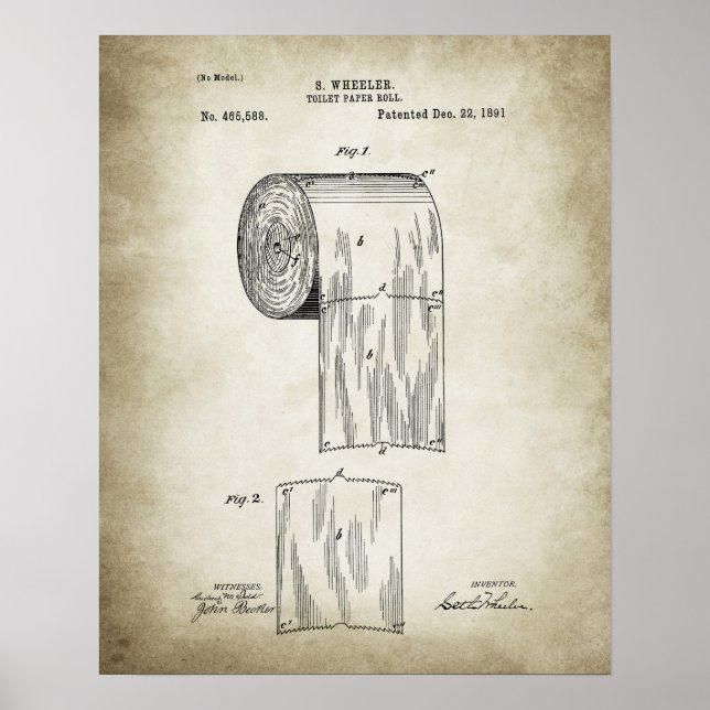 Toilettenpapier Roll Patent Poster (Vorne)