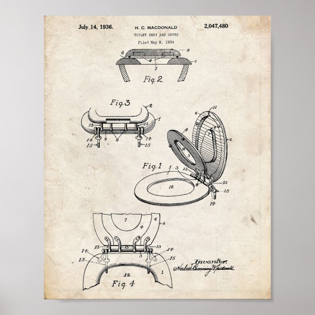 Toilettenpapier Roll Patent Poster (Vorne)