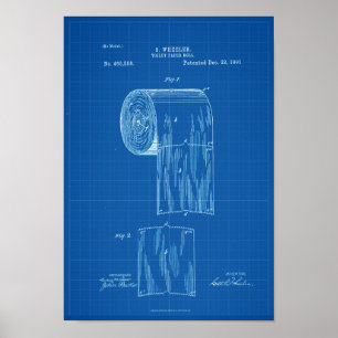 Toilettenpapier Roll Patent Print Poster Blueprint