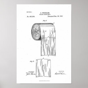 Toilettenpapier Rolle Patent Print White Poster