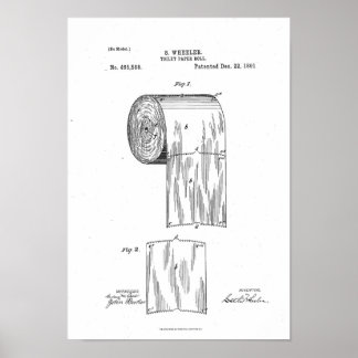 Toilettenpapier Rolle Patent Print White Poster
