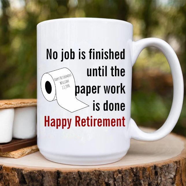 Toilettenpapier Ruhestandsgeschenk für Mann oder F Kaffeetasse (Toilet Paper Retirement Gag Gift for Man or Woman Coffee Mug)