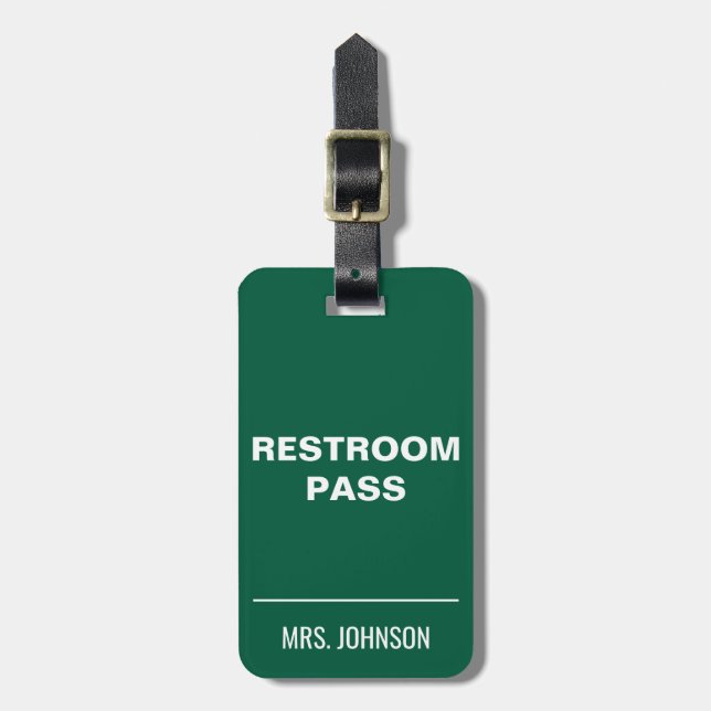 Toilettenpass Hallway-Tag für Lehrer  Gepäckanhänger (Vorderseite vertikal)