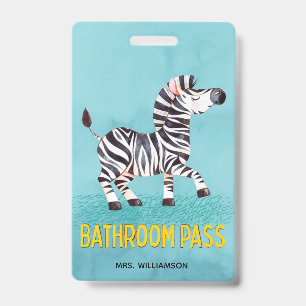 Toilettenpass Süßes Zebra Lehrer Schule Ausweis