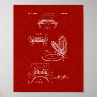 Toilettensitz und Deckpatent - Burgund Rot Poster