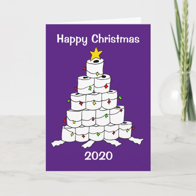 Toilettenwagen 2020 Weihnachtsbaum Feiertagskarte (Vorderseite)