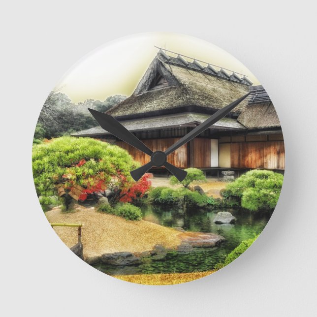 Tokama Japan Temple Runde Wanduhr (Vorderseite)