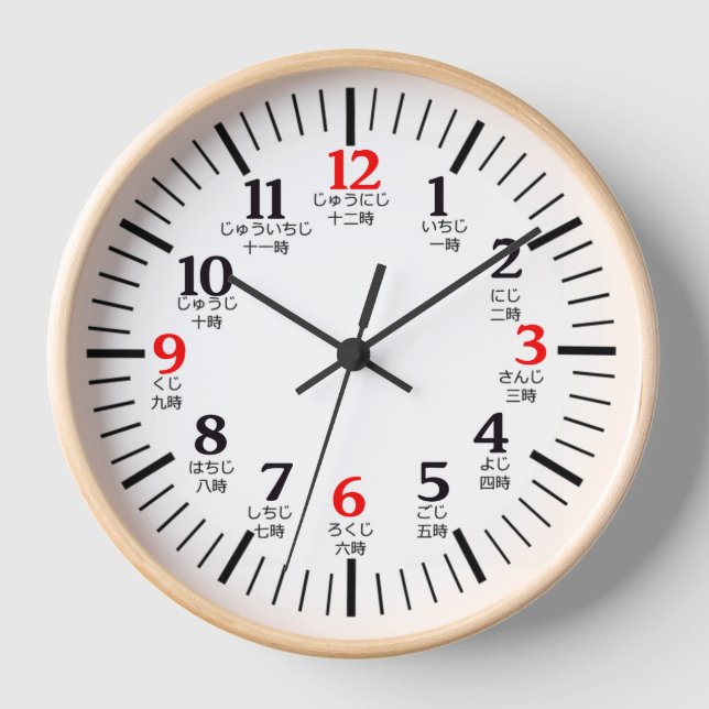 Tokei-Zahlen japanisches Kanji Wanddekor Wood ロ ク Uhr (Vorderseite)