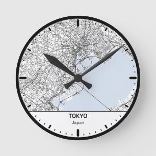 Tokio Clock City Line Art Runde Wanduhr
