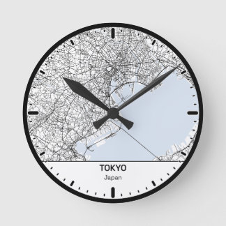 Tokio Clock City Line Art Runde Wanduhr