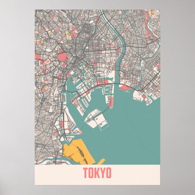 Tokio - Japan Chalk City Map Poster (Vorne)