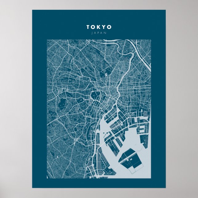 Tokio - Japan Dark Blue City Map Poster (Vorne)