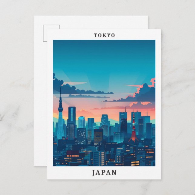 Tokio Japan Elegante Art Vintage Postkarte (Vorne/Hinten)