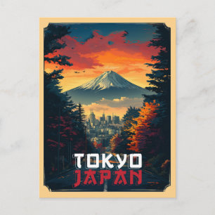 Tokio, Japan: Fuji und Stadtbild Postkarte
