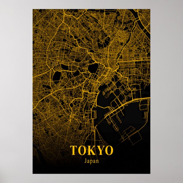 Tokio - Japan Gold City Map Poster (Vorne)