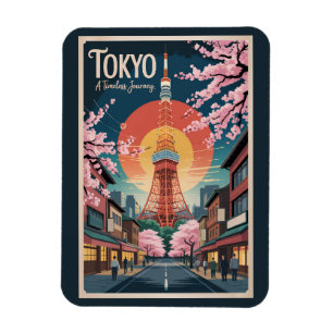 Tokio Japan Illustration Reise Kunst Vintage Magnet