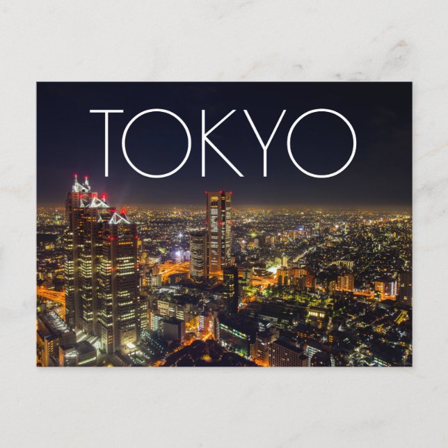 Tokio Japan in der Nacht Postkarte (Vorderseite)