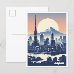 Tokio Japan Kunst Vintage-Illustration Reise Postkarte