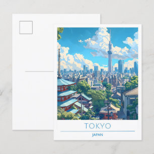 Tokio Japan Kunst Vintage Reise Postkarte