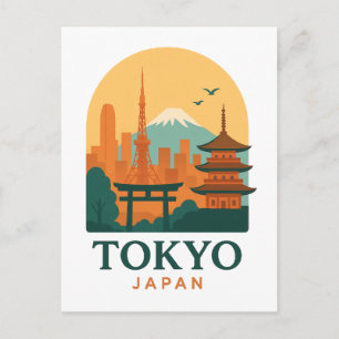 Tokio Japan Minimalistische Reise-Souvenir-Postkar Postkarte