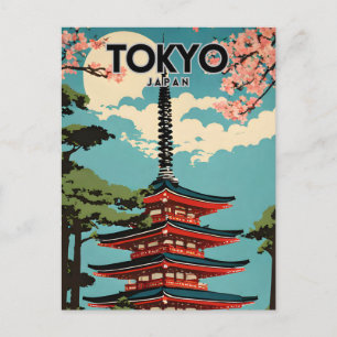 Tokio Japan Nostalgisch Retro Art Postkarte