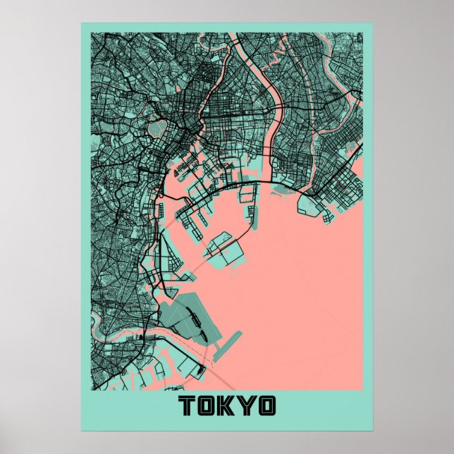 Tokio - Japan Peony City Map Poster (Vorne)