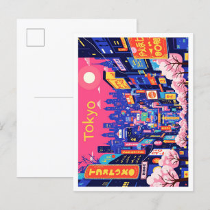 Tokio Japan Pop-Art Reiseillustration Postkarte