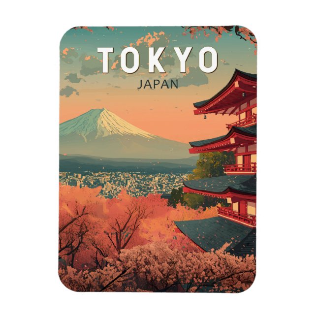 Tokio Japan Reise Kunst Vintage Magnet (Vertikal)