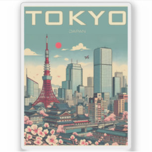 Tokio Japan Reise Vintage-Geschenke Aufkleber