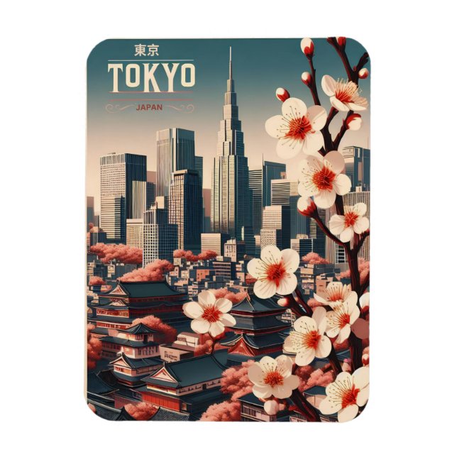 Tokio Japan Reise Vintage Geschenke Magnet (Vertikal)