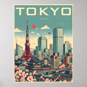 Tokio Japan Reise Vintage Geschenke Poster