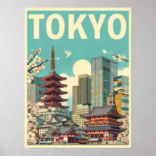 Tokio Japan Reise Vintage Geschenke Poster