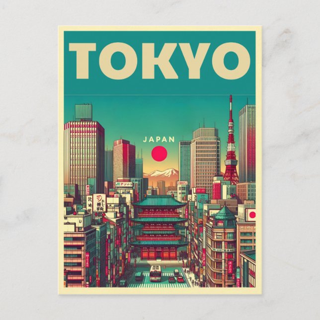 Tokio Japan Reise Vintage Geschenke Postkarte (Vorderseite)