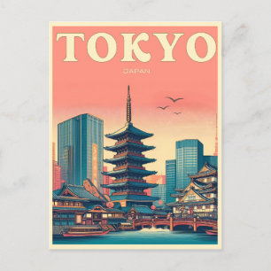 Tokio Japan Reise Vintage Geschenke Postkarte