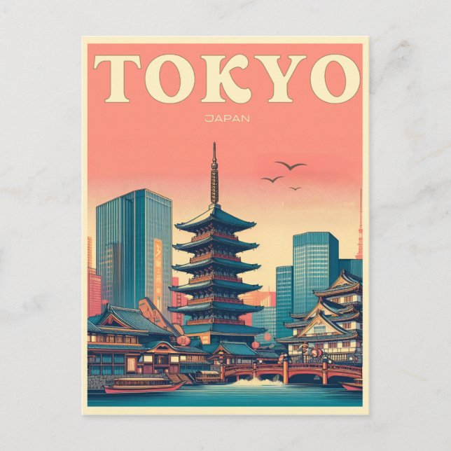 Tokio Japan Reise Vintage Geschenke Postkarte (Vorderseite)