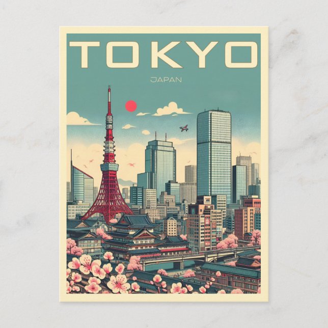 Tokio Japan Reise Vintage Geschenke Postkarte (Vorderseite)