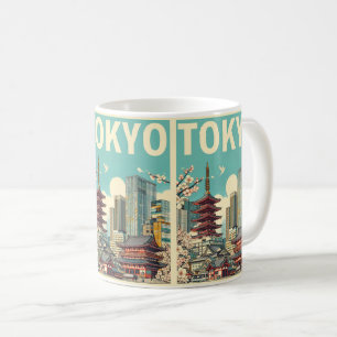 Tokio Japan Reise Vintage Lupen Kartengeschenke Kaffeetasse
