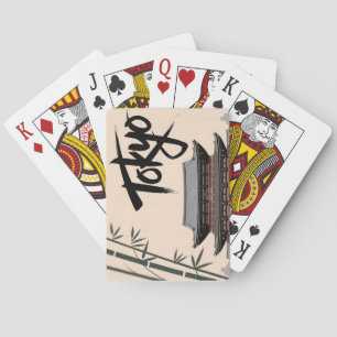 Tokio Japan Reise Vintage Tempel Kalligrafie Kunst Spielkarten