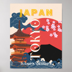 Tokio Japan Reisen Kunst, Retro Art Reisen Poster