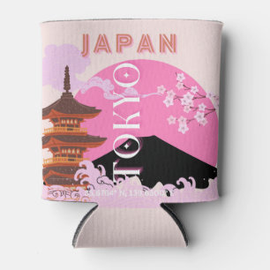 Tokio Japan Reisen Kunst, Retro Reisen Kunst, Rosa Dosenkühler