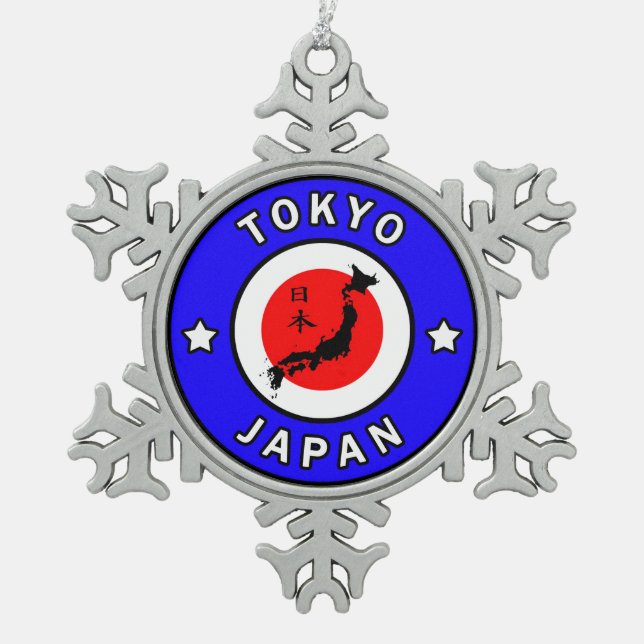 Tokio Japan Schneeflocken Zinn-Ornament (Vorderseite)