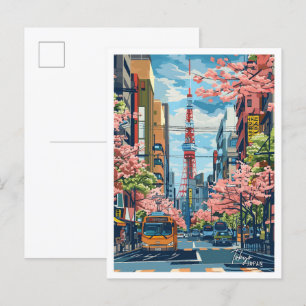 Tokio Japan Schön Stadt Vintage Reise Postkarte