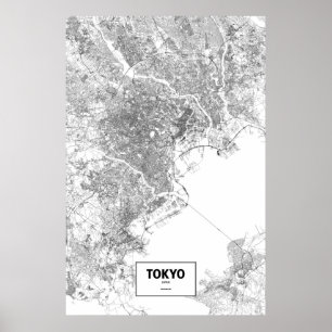 Tokio, Japan (schwarz auf weiß) Poster