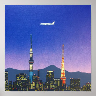 Tokio Japan Skyline 80er Hiroshi Nagai Kunst Poster