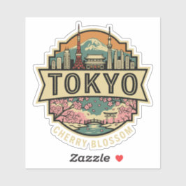 Tokio Japan Skyline Berg Fuji Reisebadge Aufkleber