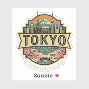 Tokio Japan Skyline Berg Fuji Reisebadge Aufkleber