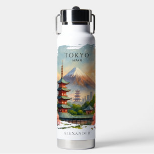 Tokio Japan Stadtlandschaft Aquarell Souvenir T-Sh Trinkflasche