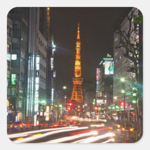 Tokio, Japan. Tokyo Tower ist ein Kommunikations Quadratischer Aufkleber