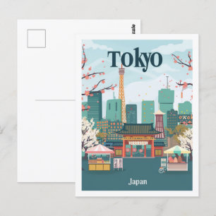 Tokio Japan Vintage Berühmter Reiseort Postkarte