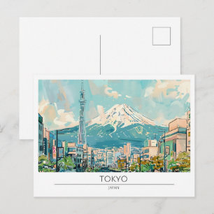 Tokio Japan Vintage Kunst Illustration Reise Postkarte